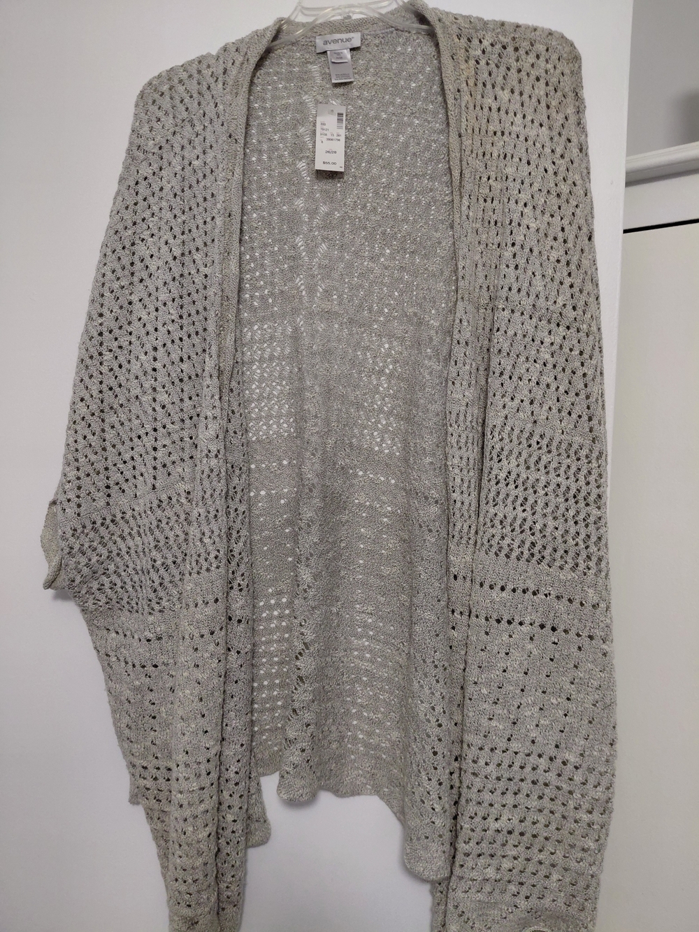 Avenue Light Gray Open-Knit Women's Cardigan
